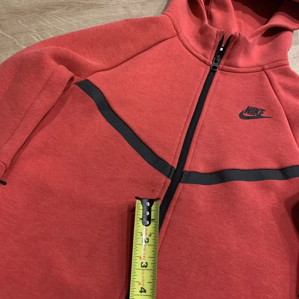 Nike Sportswear Tech Fleece Hoodie Youth Boys Large L Red HV5867-672 Full Zip